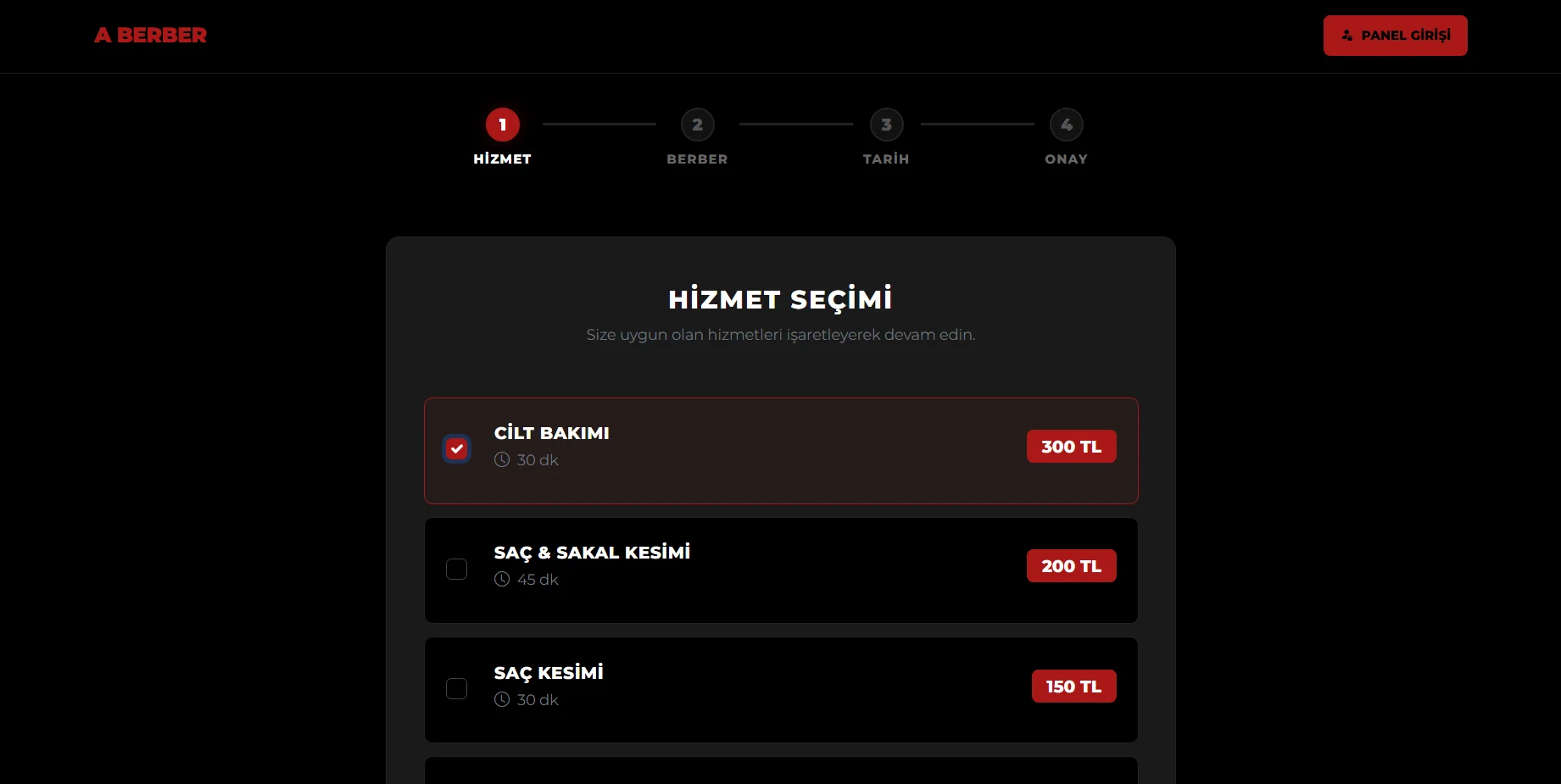 Hizmet Seçimi